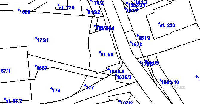 Parcela st. 90 v KÚ Vítějeves, Katastrální mapa