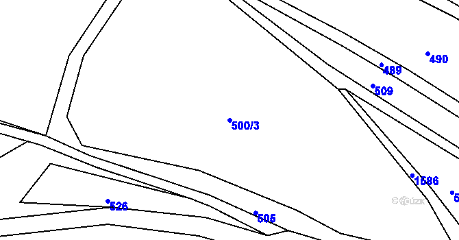 Parcela st. 500/3 v KÚ Vítějeves, Katastrální mapa
