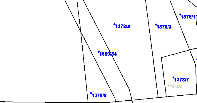 Parcela st. 1689/34 v KÚ Vítějeves, Katastrální mapa