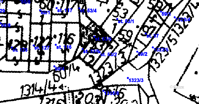 Parcela st. 53/2 v KÚ Vitějovice, Katastrální mapa