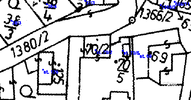 Parcela st. 70/2 v KÚ Vitějovice, Katastrální mapa