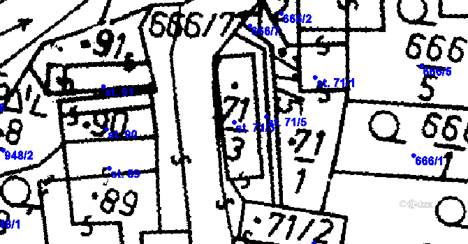 Parcela st. 71/3 v KÚ Vitějovice, Katastrální mapa