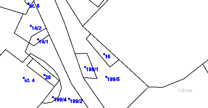 Parcela st. 16 v KÚ Božtěšice na Šumavě, Katastrální mapa