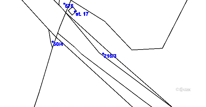 Parcela st. 216/3 v KÚ Božtěšice na Šumavě, Katastrální mapa