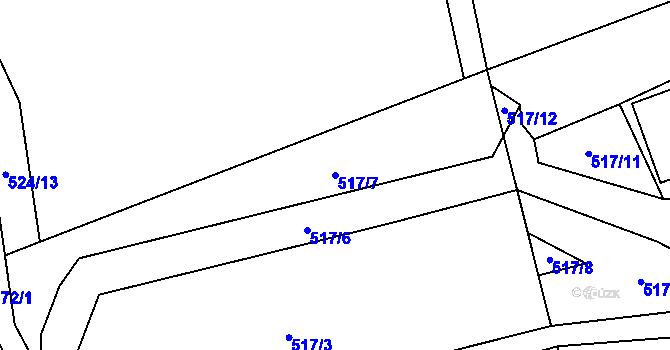 Parcela st. 517/7 v KÚ Brtí, Katastrální mapa
