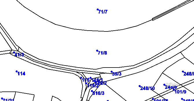 Parcela st. 71/8 v KÚ Brtí, Katastrální mapa