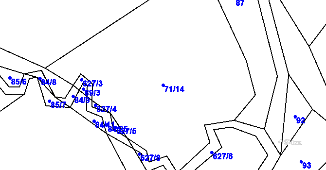 Parcela st. 71/14 v KÚ Brtí, Katastrální mapa