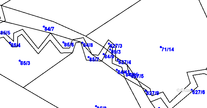 Parcela st. 84/9 v KÚ Brtí, Katastrální mapa