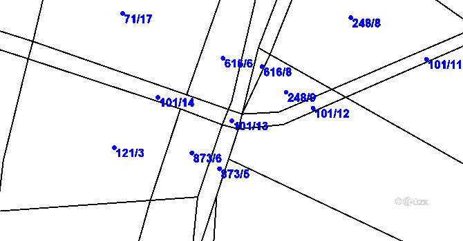 Parcela st. 101/13 v KÚ Brtí, Katastrální mapa