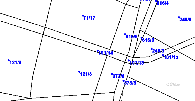 Parcela st. 101/14 v KÚ Brtí, Katastrální mapa