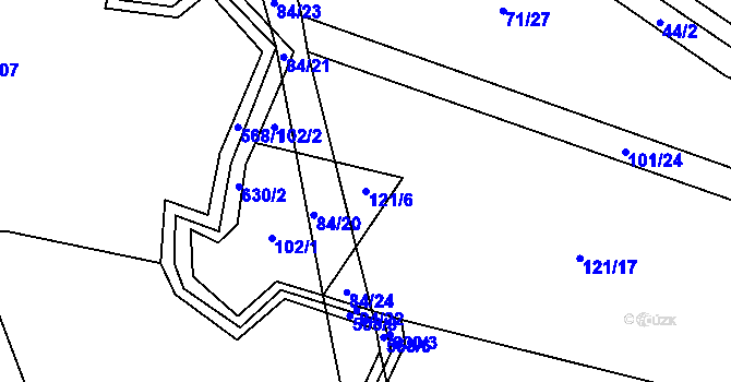 Parcela st. 121/6 v KÚ Brtí, Katastrální mapa