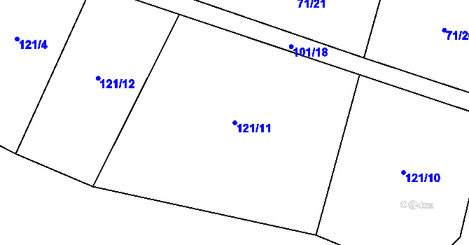 Parcela st. 121/11 v KÚ Brtí, Katastrální mapa