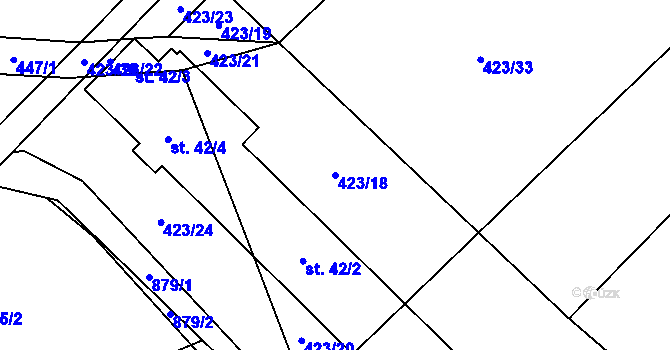 Parcela st. 423/18 v KÚ Brtí, Katastrální mapa