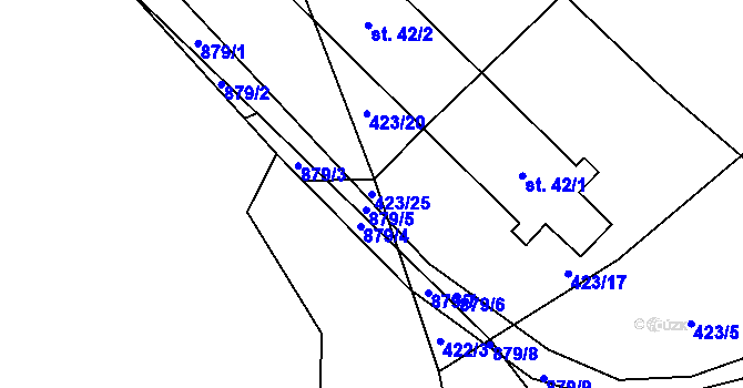 Parcela st. 423/25 v KÚ Brtí, Katastrální mapa