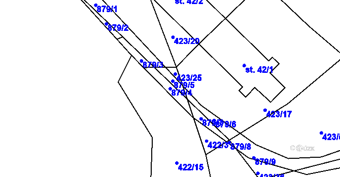Parcela st. 879/4 v KÚ Brtí, Katastrální mapa