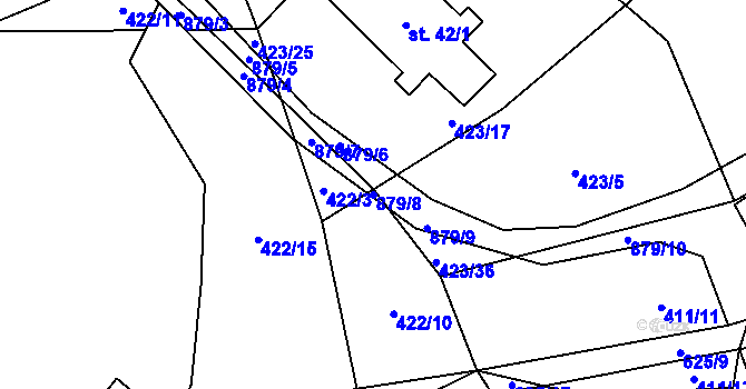 Parcela st. 879/8 v KÚ Brtí, Katastrální mapa