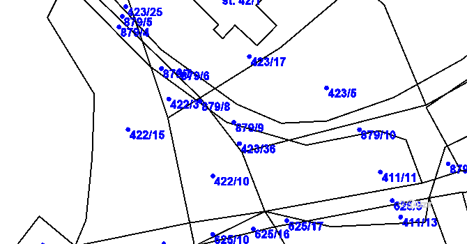 Parcela st. 879/9 v KÚ Brtí, Katastrální mapa