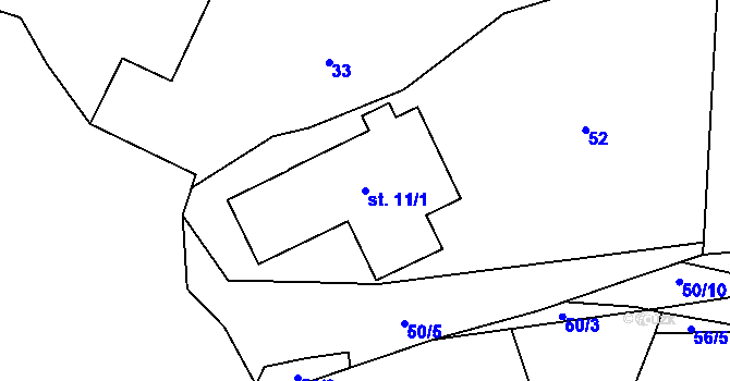 Parcela st. 11/1 v KÚ Horní Němčice u Čachrova, Katastrální mapa