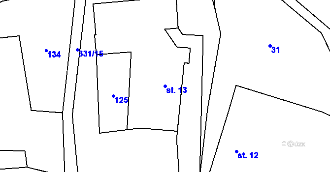 Parcela st. 13 v KÚ Horní Němčice u Čachrova, Katastrální mapa