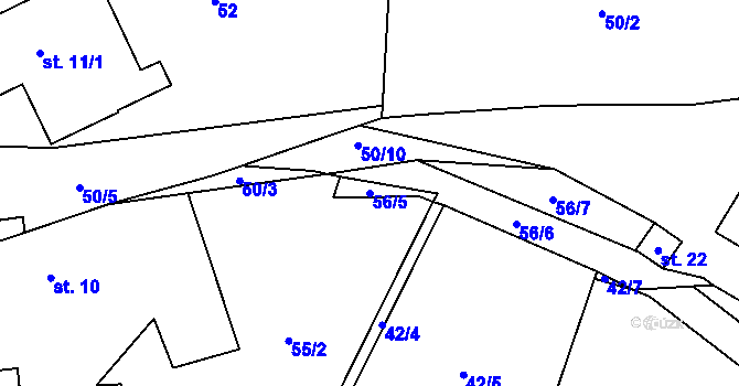 Parcela st. 56/5 v KÚ Horní Němčice u Čachrova, Katastrální mapa