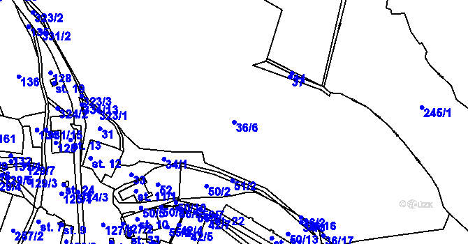 Parcela st. 36/6 v KÚ Horní Němčice u Čachrova, Katastrální mapa