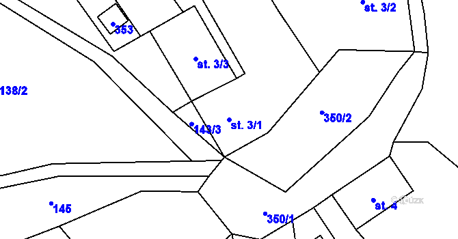 Parcela st. 3/1 v KÚ Mladotice u Čachrova, Katastrální mapa