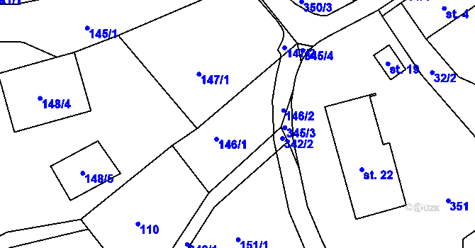 Parcela st. 146 v KÚ Mladotice u Čachrova, Katastrální mapa