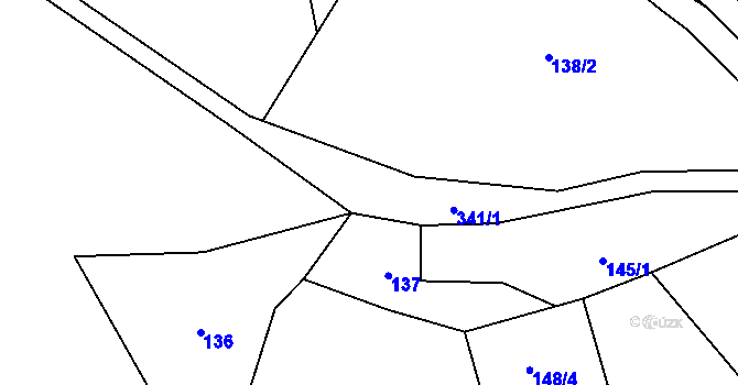 Parcela st. 341 v KÚ Mladotice u Čachrova, Katastrální mapa