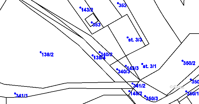 Parcela st. 340/2 v KÚ Mladotice u Čachrova, Katastrální mapa