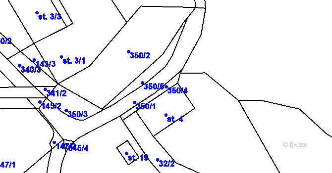 Parcela st. 350/4 v KÚ Mladotice u Čachrova, Katastrální mapa
