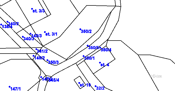 Parcela st. 350/5 v KÚ Mladotice u Čachrova, Katastrální mapa
