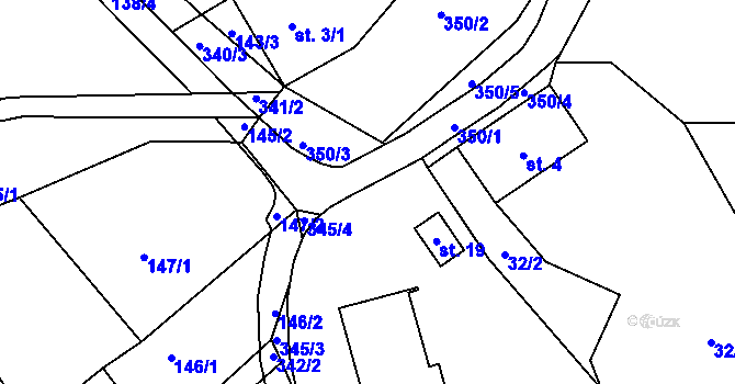 Parcela st. 350/6 v KÚ Mladotice u Čachrova, Katastrální mapa