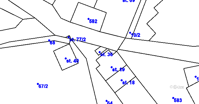 Parcela st. 36 v KÚ Viteň, Katastrální mapa