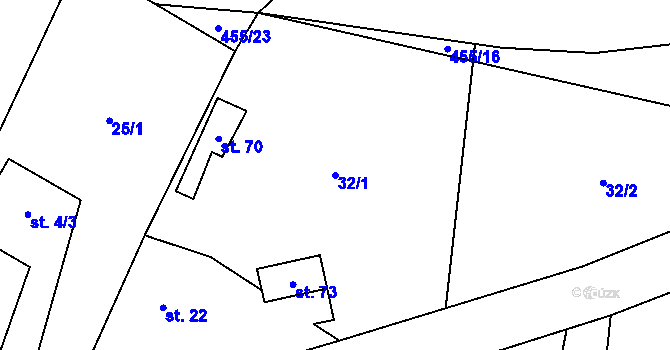 Parcela st. 32/1 v KÚ Viteň, Katastrální mapa