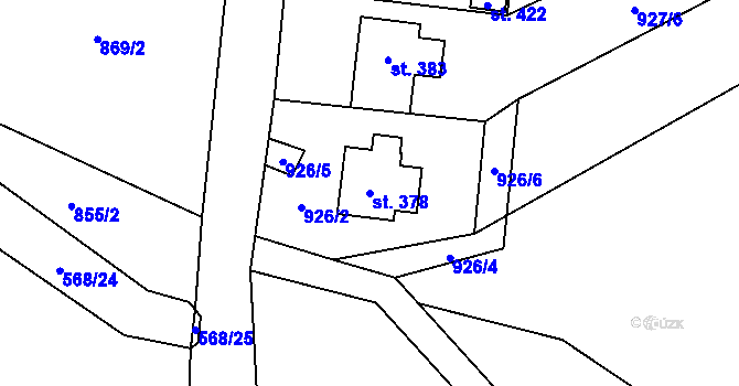 Parcela st. 378 v KÚ Huntířov, Katastrální mapa