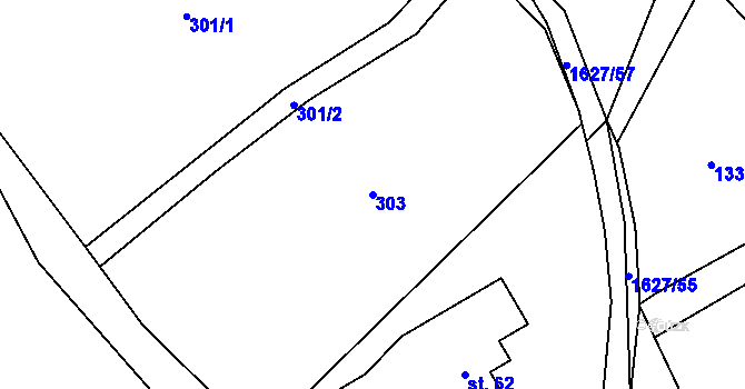 Parcela st. 303 v KÚ Huntířov, Katastrální mapa