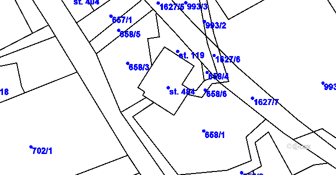 Parcela st. 484 v KÚ Huntířov, Katastrální mapa