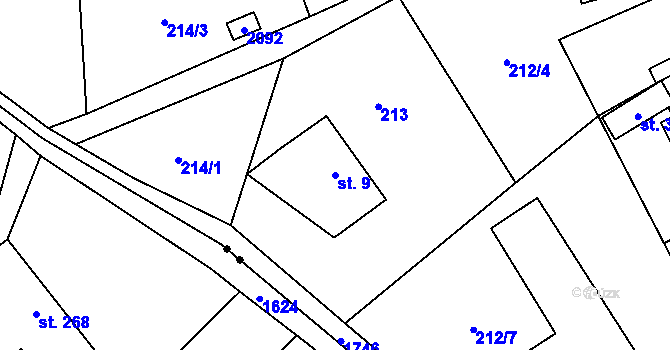 Parcela st. 9 v KÚ Kocléřov, Katastrální mapa