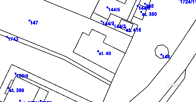 Parcela st. 40 v KÚ Kocléřov, Katastrální mapa