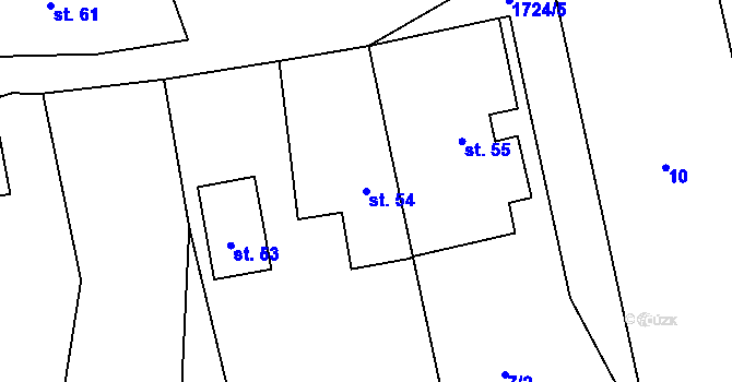 Parcela st. 54 v KÚ Kocléřov, Katastrální mapa