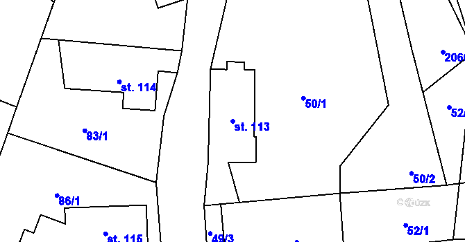 Parcela st. 113 v KÚ Kocléřov, Katastrální mapa