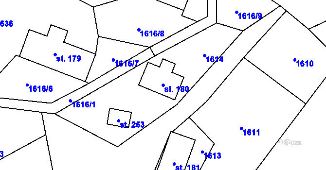 Parcela st. 180 v KÚ Kocléřov, Katastrální mapa