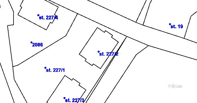 Parcela st. 227/2 v KÚ Kocléřov, Katastrální mapa