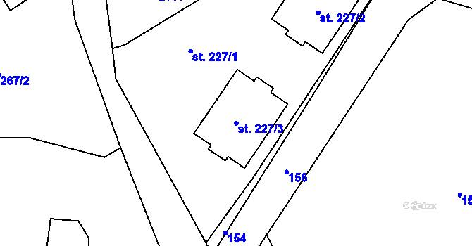 Parcela st. 227/3 v KÚ Kocléřov, Katastrální mapa