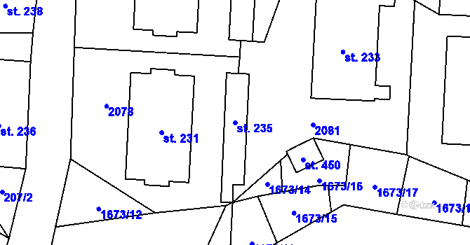 Parcela st. 235 v KÚ Kocléřov, Katastrální mapa