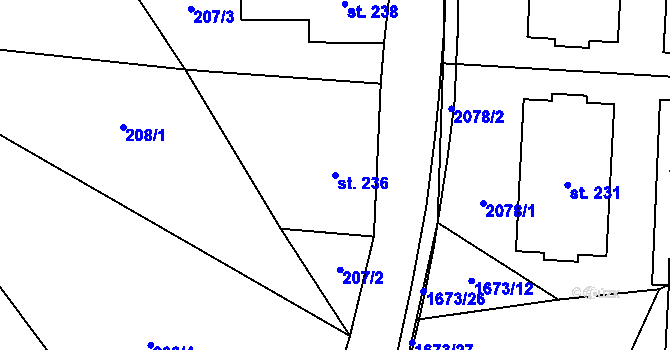 Parcela st. 236 v KÚ Kocléřov, Katastrální mapa