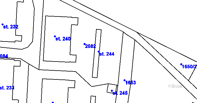 Parcela st. 244 v KÚ Kocléřov, Katastrální mapa