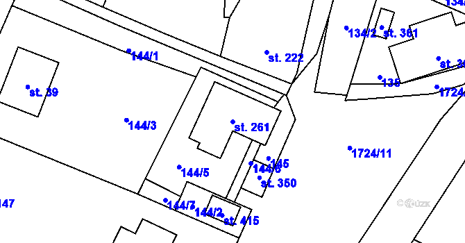 Parcela st. 261 v KÚ Kocléřov, Katastrální mapa