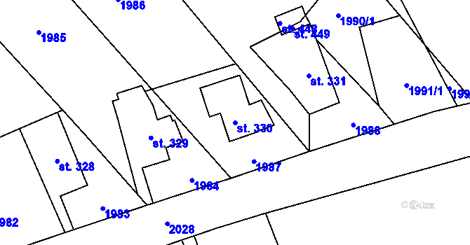 Parcela st. 330 v KÚ Kocléřov, Katastrální mapa