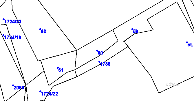 Parcela st. 60 v KÚ Kocléřov, Katastrální mapa